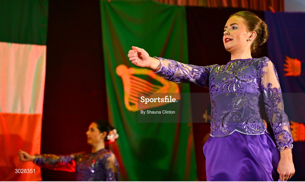 25 January 2025; The CLG Caisleán Nua team, including Cara Cullinane, Caoimhe Leahy, Jessica Davis, Mia Keague, Sarah Brophy, Jennifer Langton, Kate Walsh and Anna English, representing Tipperary and Munster, in the Rince Foirne competition during the Scór na nÓg 2024-25 All-Ireland Finals at the Hillgrove Hotel, Monaghan. Photo by Shauna Clinton/Sportsfile