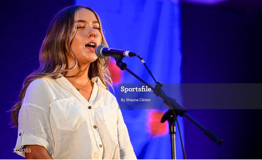 25 January 2025; Ailíse Ní Mheisceall of Eanach Dubh, representing Leitrim and Connacht, in the Amhránaíocht Aonair competition during the Scór na nÓg 2024-25 All-Ireland Finals at the Hillgrove Hotel, Monaghan. Photo by Shauna Clinton/Sportsfile
