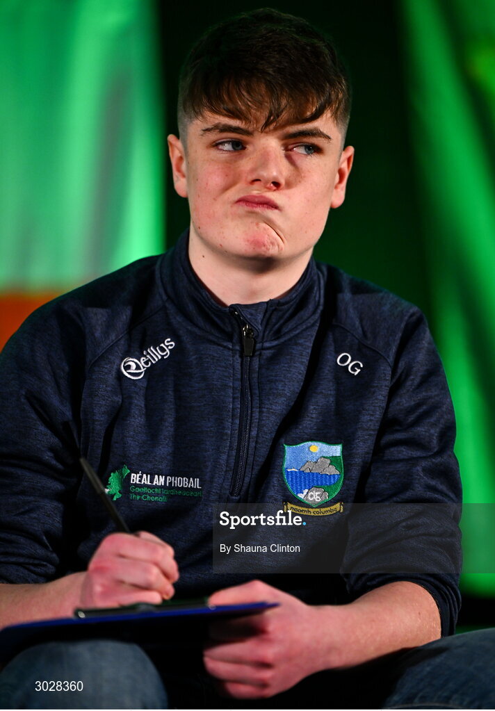 25 January 2025; The Naomh Columba team, including Fearghaill Ó Gadhra, Oisin Mac Giolla Easpaig, Laoise Nic Fhionn and Liam Ó hArdaigh, representing Donegal and Ulster, in the Tráth na gCeist competition during the Scór na nÓg 2024-25 All-Ireland Finals at the Hillgrove Hotel, Monaghan. Photo by Shauna Clinton/Sportsfile