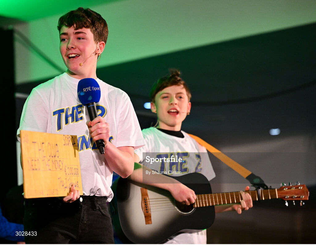 25 January 2025; The Na Dúnta team, including Aidan Tuite, Aidan Quinlan, Senan O’Neill, Órla O’Connell, Sophie Moore, Rónan Murtagh, Conor Quinlan and Naoimhe Geoghegan, representing Westmeath and Leinster, in the Nuachleas competition during the Scór na nÓg 2024-25 All-Ireland Finals at the Hillgrove Hotel, Monaghan. Photo by Shauna Clinton/Sportsfile