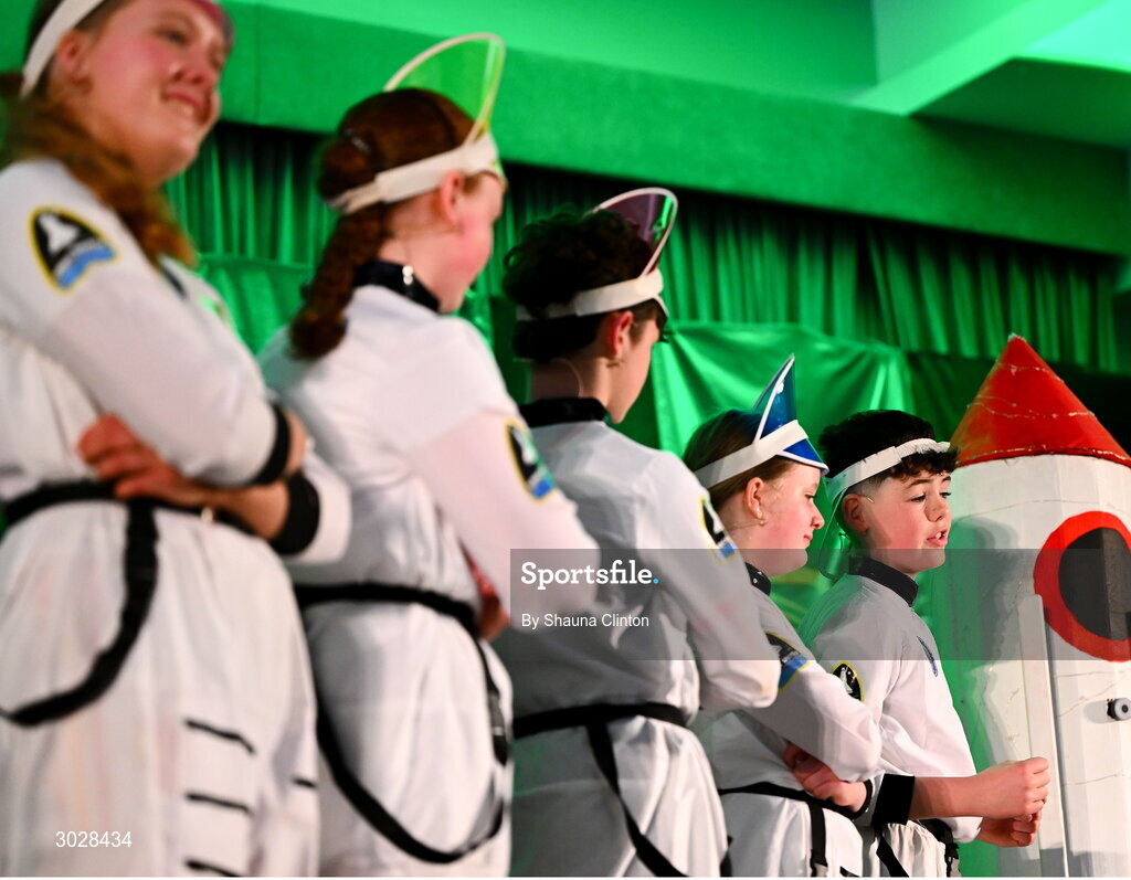 25 January 2025; The Ail Finn team, including Patrick Kelly, Moia Kelly, Annie Kelly, Henry Gunn, Cillian Carney, Tara Nolan, Ryan Carroll and Rosie Keane, representing Roscommon and Connacht, in the Nuachleas competition during the Scór na nÓg 2024-25 All-Ireland Finals at the Hillgrove Hotel, Monaghan. Photo by Shauna Clinton/Sportsfile