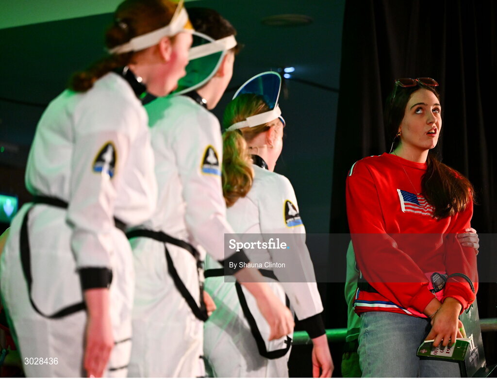 25 January 2025; The Ail Finn team, including Patrick Kelly, Moia Kelly, Annie Kelly, Henry Gunn, Cillian Carney, Tara Nolan, Ryan Carroll and Rosie Keane, representing Roscommon and Connacht, in the Nuachleas competition during the Scór na nÓg 2024-25 All-Ireland Finals at the Hillgrove Hotel, Monaghan. Photo by Shauna Clinton/Sportsfile