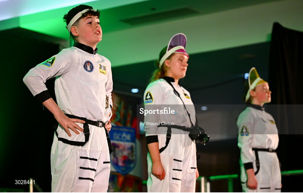 25 January 2025; The Ail Finn team, including Patrick Kelly, Moia Kelly, Annie Kelly, Henry Gunn, Cillian Carney, Tara Nolan, Ryan Carroll and Rosie Keane, representing Roscommon and Connacht, in the Nuachleas competition during the Scór na nÓg 2024-25 All-Ireland Finals at the Hillgrove Hotel, Monaghan. Photo by Shauna Clinton/Sportsfile
