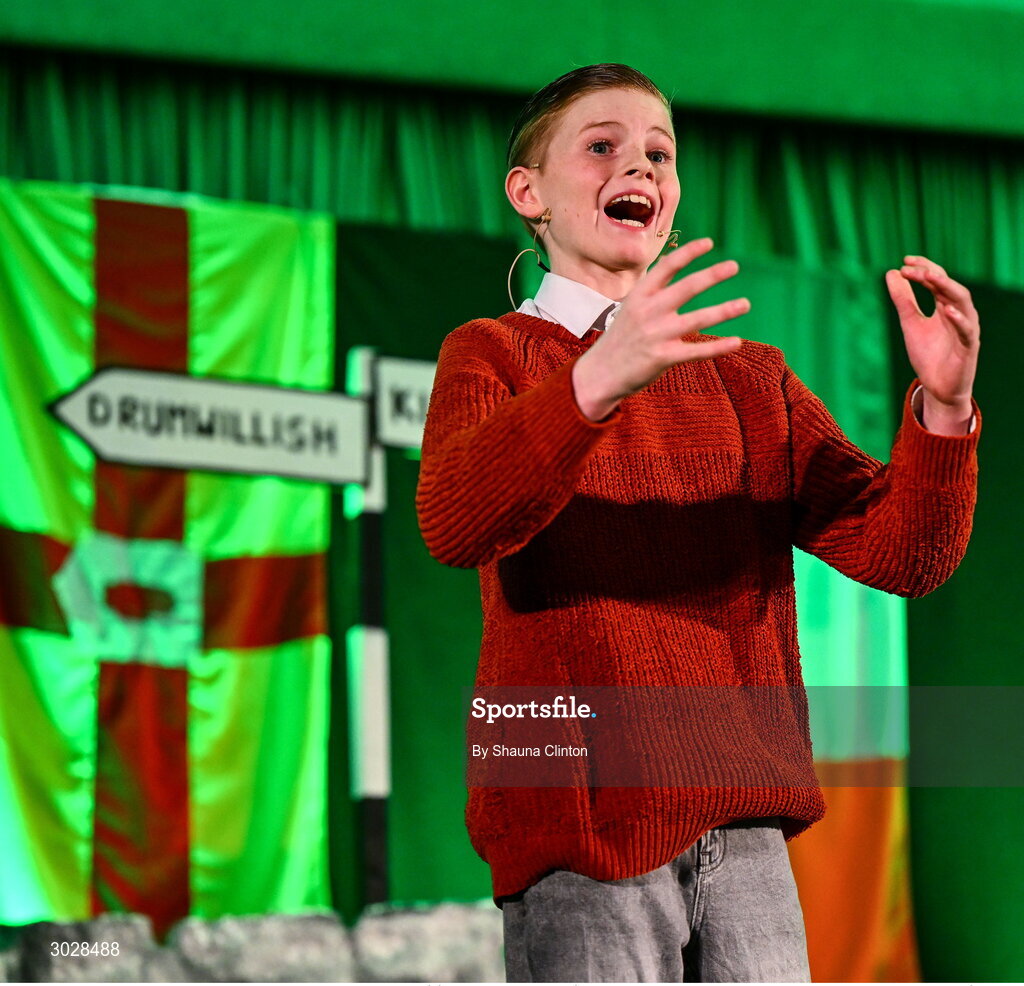 25 January 2025; The Gaeil Inis Ceithleann team, including Gráinne Ní Ghallachóir, Máitiú Mac Giolla Phádraig, Odhrán Ó hÉigeartaigh, Ciara Uilis, Jessica Uilis, Cillian Ó Gallachóir and Fionn Mac an Bhreitheamh, representing Fermanagh and Ulster, in the Nuachleas competition during the Scór na nÓg 2024-25 All-Ireland Finals at the Hillgrove Hotel, Monaghan. Photo by Shauna Clinton/Sportsfile