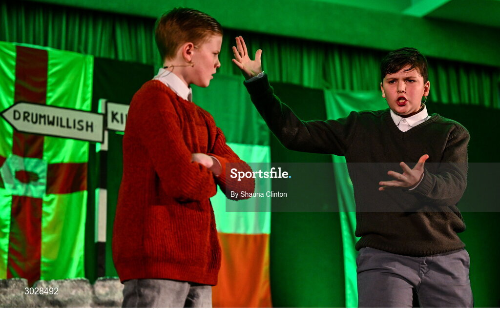 25 January 2025; The Gaeil Inis Ceithleann team, including Gráinne Ní Ghallachóir, Máitiú Mac Giolla Phádraig, Odhrán Ó hÉigeartaigh, Ciara Uilis, Jessica Uilis, Cillian Ó Gallachóir and Fionn Mac an Bhreitheamh, representing Fermanagh and Ulster, in the Nuachleas competition during the Scór na nÓg 2024-25 All-Ireland Finals at the Hillgrove Hotel, Monaghan. Photo by Shauna Clinton/Sportsfile