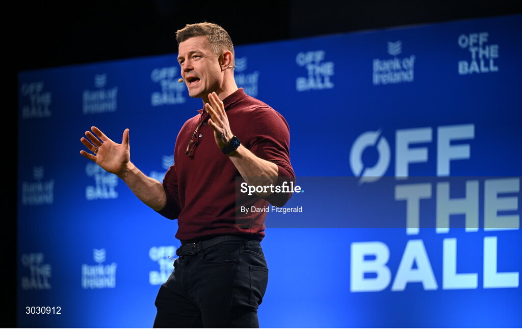 29 January 2025; Former Ireland and Leinster rugby player Brian O'Driscoll during a special Off the Ball Roadshow event at the Olympia Theatre in Dublin. Photo by David Fitzgerald/Sportsfile