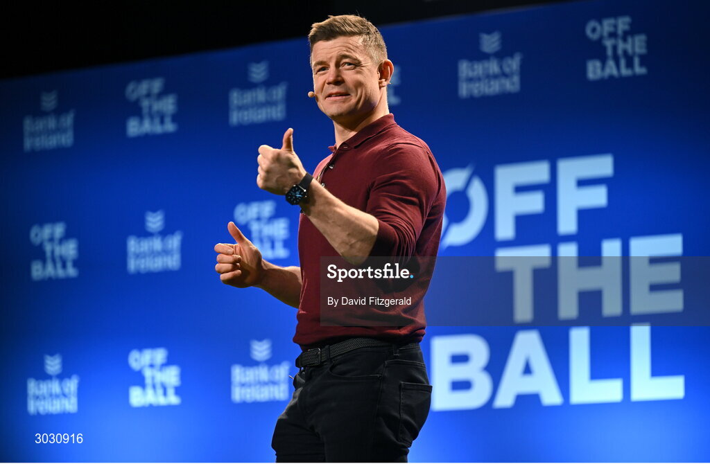 29 January 2025; Former Ireland and Leinster rugby player Brian O'Driscoll during a special Off the Ball Roadshow event at the Olympia Theatre in Dublin. Photo by David Fitzgerald/Sportsfile