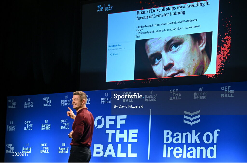 29 January 2025; Former Ireland and Leinster rugby player Brian O'Driscoll during a special Off the Ball Roadshow event at the Olympia Theatre in Dublin. Photo by David Fitzgerald/Sportsfile