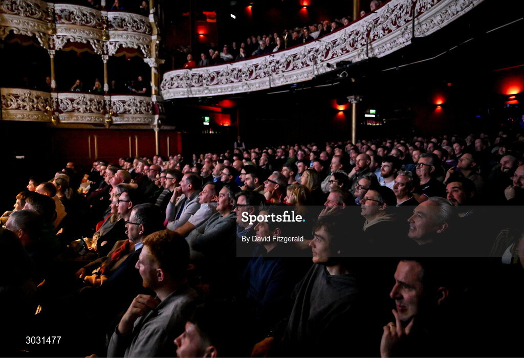 29 January 2025; Spectators during a special Off the Ball Roadshow event at the Olympia Theatre in Dublin. Photo by David Fitzgerald/Sportsfile
