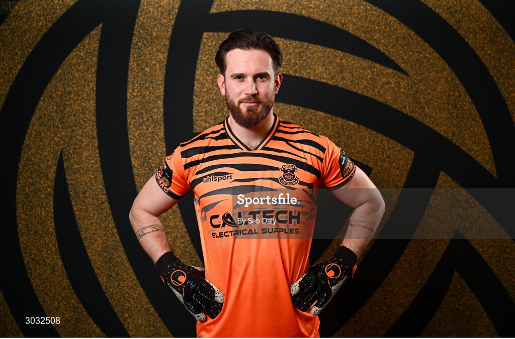 29 January 2025; Goalkeeper Cathal O’Hanlon during a Cobh Ramblers squad portraits session at The Commodore Hotel in Cobh, Cork. Photo by Seb Daly/Sportsfile