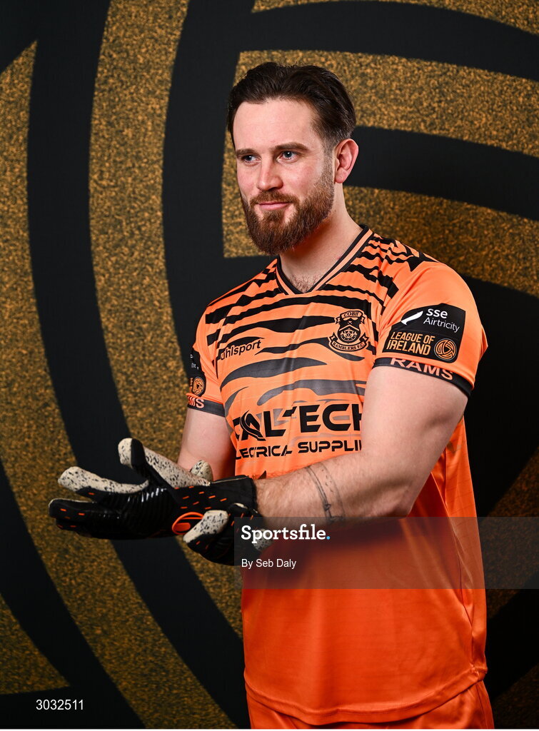 29 January 2025; Goalkeeper Cathal O’Hanlon during a Cobh Ramblers squad portraits session at The Commodore Hotel in Cobh, Cork. Photo by Seb Daly/Sportsfile