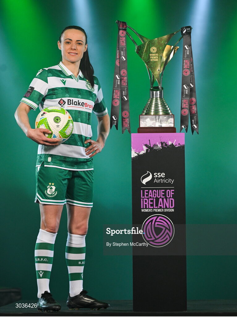 5 February 2025; Aine O'Gorman of Shamrock Rovers during the SSE Airtricity Men’s Premier Division, SSE Airtricity Men’s First Division and SSE Airtricity Women’s Premier Division Launch 2025 at Mansion House in Dublin. Photo by Stephen McCarthy/Sportsfile