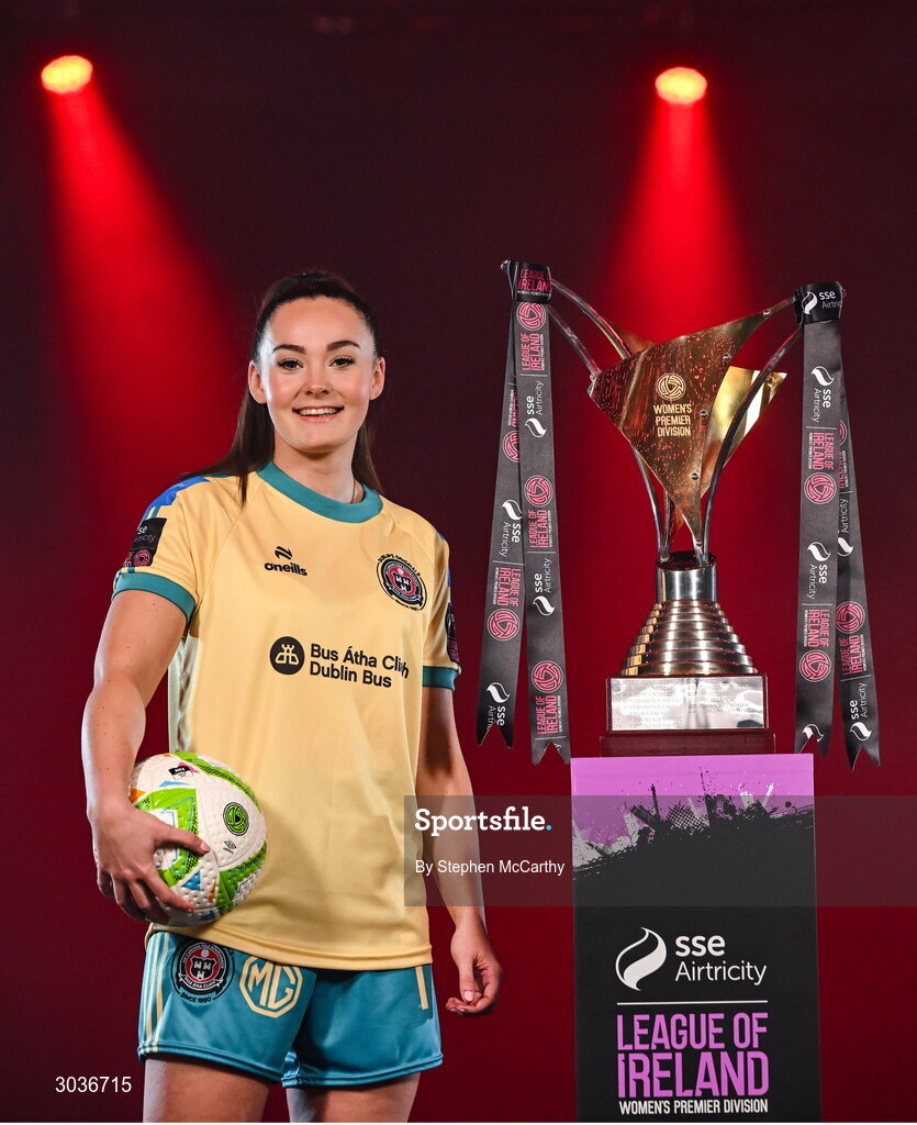5 February 2025; Rachel Kelly of Bohemians during the SSE Airtricity Men’s Premier Division, SSE Airtricity Men’s First Division and SSE Airtricity Women’s Premier Division Launch 2025 at Mansion House in Dublin. Photo by Stephen McCarthy/Sportsfile