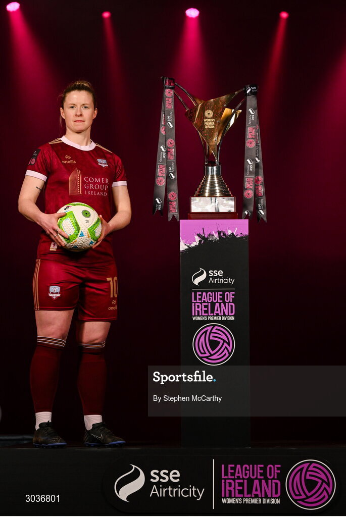 5 February 2025; Lynsey McKey of Galway United during the SSE Airtricity Men’s Premier Division, SSE Airtricity Men’s First Division and SSE Airtricity Women’s Premier Division Launch 2025 at Mansion House in Dublin. Photo by Stephen McCarthy/Sportsfile