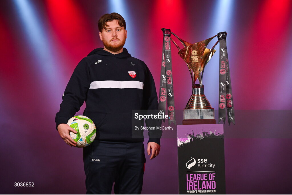 5 February 2025; Treaty United manager Sean Russell during the SSE Airtricity Men’s Premier Division, SSE Airtricity Men’s First Division and SSE Airtricity Women’s Premier Division Launch 2025 at Mansion House in Dublin. Photo by Stephen McCarthy/Sportsfile