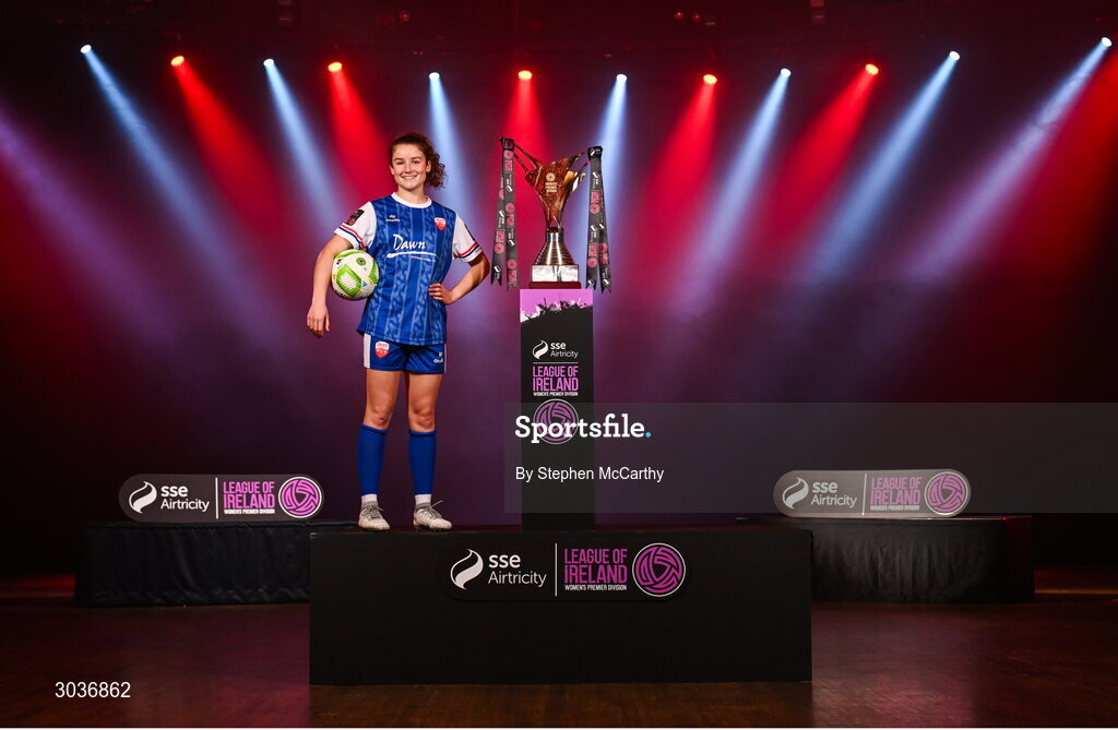 5 February 2025; Jillian O'Toole of Treaty United during the SSE Airtricity Men’s Premier Division, SSE Airtricity Men’s First Division and SSE Airtricity Women’s Premier Division Launch 2025 at Mansion House in Dublin. Photo by Stephen McCarthy/Sportsfile