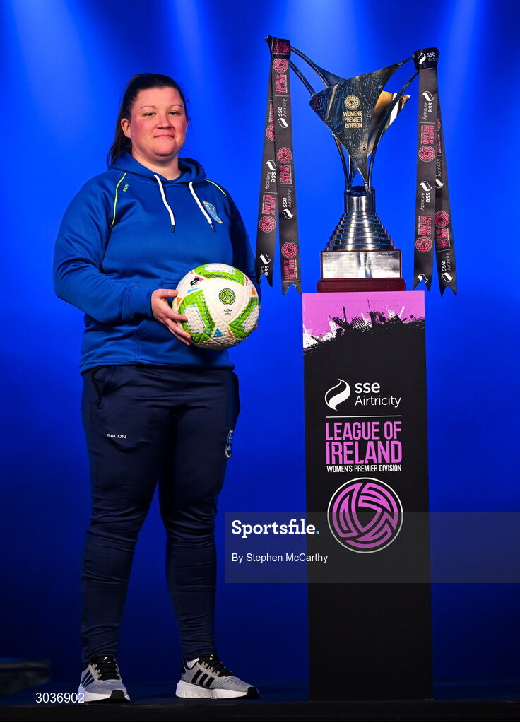 5 February 2025; DLR Waves manager Laura Heffernan during the SSE Airtricity Men’s Premier Division, SSE Airtricity Men’s First Division and SSE Airtricity Women’s Premier Division Launch 2025 at Mansion House in Dublin. Photo by Stephen McCarthy/Sportsfile