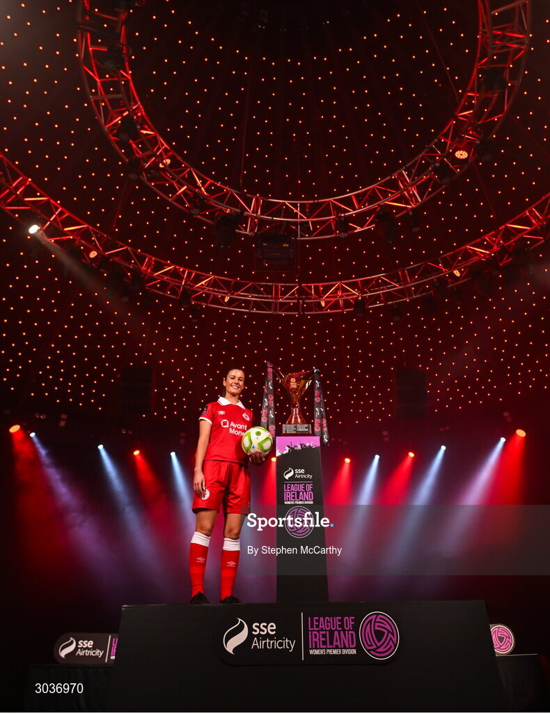 5 February 2025; Eimear Lafferty of Sligo Rovers during the SSE Airtricity Men’s Premier Division, SSE Airtricity Men’s First Division and SSE Airtricity Women’s Premier Division Launch 2025 at Mansion House in Dublin. Photo by Stephen McCarthy/Sportsfile