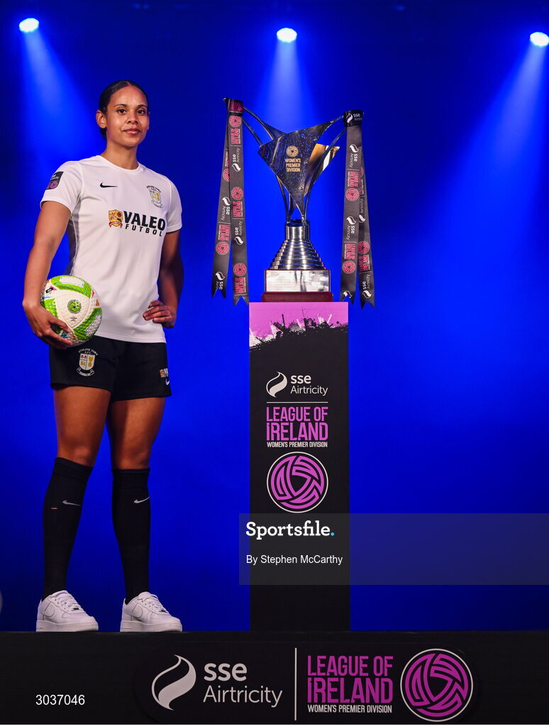 5 February 2025; Izzy Groves of Athlone Town during the SSE Airtricity Men’s Premier Division, SSE Airtricity Men’s First Division and SSE Airtricity Women’s Premier Division Launch 2025 at Mansion House in Dublin. Photo by Stephen McCarthy/Sportsfile