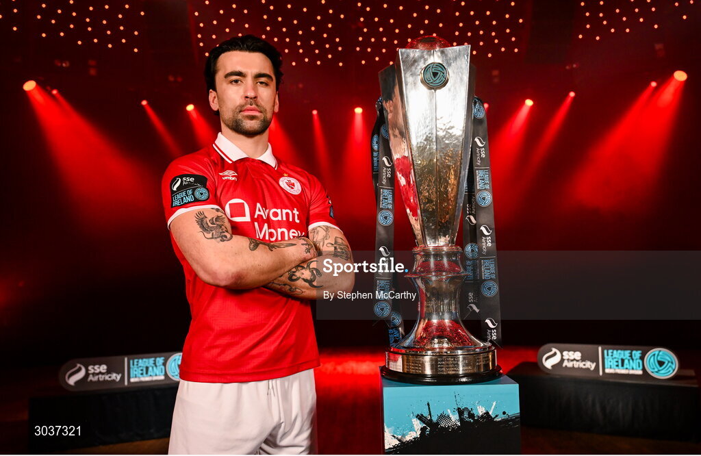 5 February 2025; John Mahon of Sligo Rovers during the SSE Airtricity Men’s Premier Division, SSE Airtricity Men’s First Division and SSE Airtricity Women’s Premier Division Launch 2025 at Mansion House in Dublin. Photo by Stephen McCarthy/Sportsfile