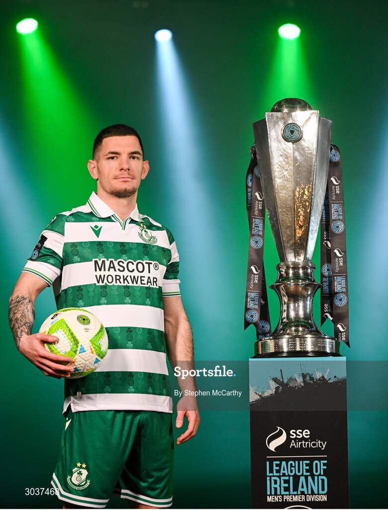 5 February 2025; Trevor Clarke of Shamrock Rovers during the SSE Airtricity Men’s Premier Division, SSE Airtricity Men’s First Division and SSE Airtricity Women’s Premier Division Launch 2025 at Mansion House in Dublin. Photo by Stephen McCarthy/Sportsfile
