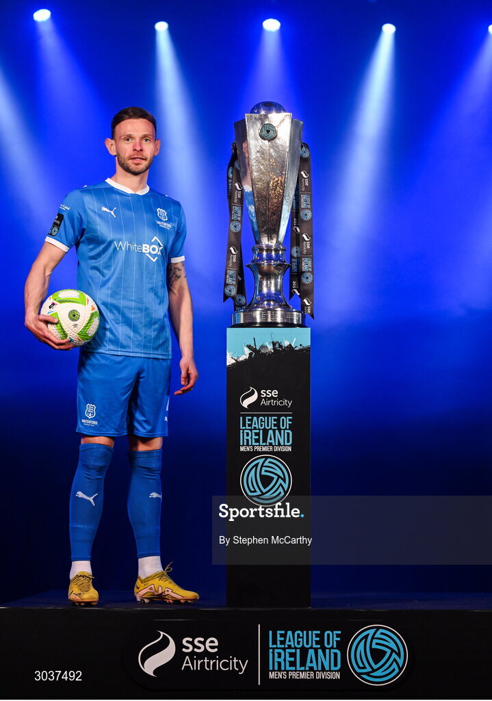 5 February 2025; Andy Boyle of Waterford during the SSE Airtricity Men’s Premier Division, SSE Airtricity Men’s First Division and SSE Airtricity Women’s Premier Division Launch 2025 at Mansion House in Dublin. Photo by Stephen McCarthy/Sportsfile