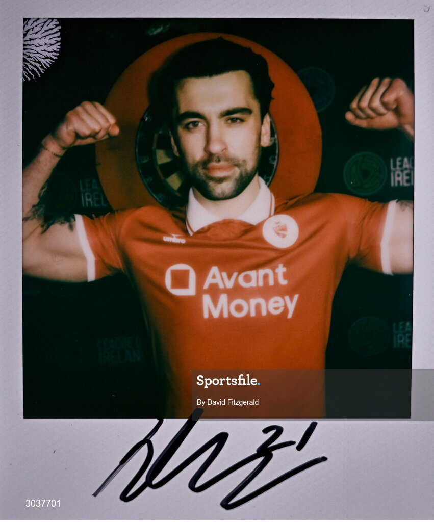 5 February 2025; A polaroid photo of John Mahon of Sligo Rovers during the SSE Airtricity Men’s Premier Division, SSE Airtricity Men’s First Division and SSE Airtricity Women’s Premier Division Launch 2025 at Mansion House in Dublin. Photo by David Fitzgerald/Sportsfile