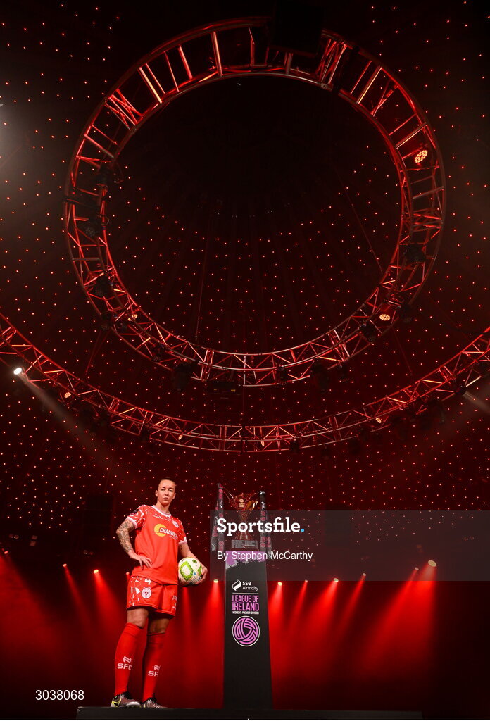 5 February 2025; Pearl Slattery of Shelbourne during the SSE Airtricity Men’s Premier Division, SSE Airtricity Men’s First Division and SSE Airtricity Women’s Premier Division Launch 2025 at Mansion House in Dublin. Photo by Stephen McCarthy/Sportsfile