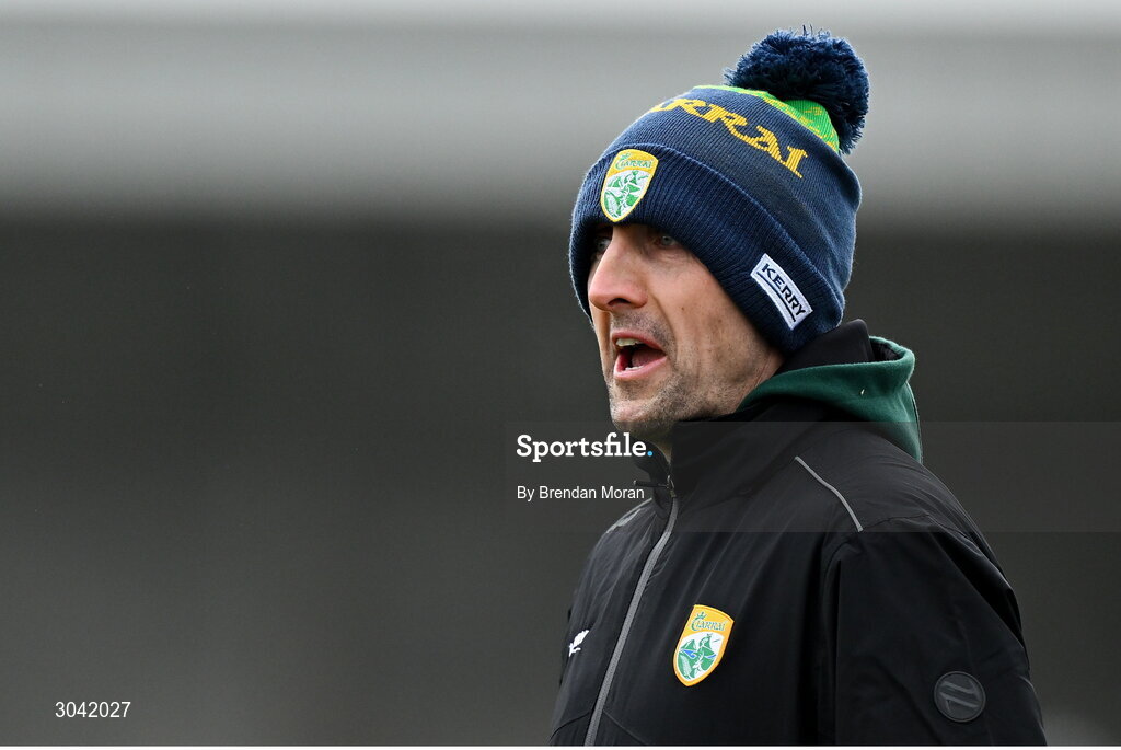 9 February 2025; Kerry manager John Griffin during the Allianz Hurling League Division 2 match between Kerry and Derry at Austin Stack Park in Tralee, Kerry. Photo by Brendan Moran/Sportsfile