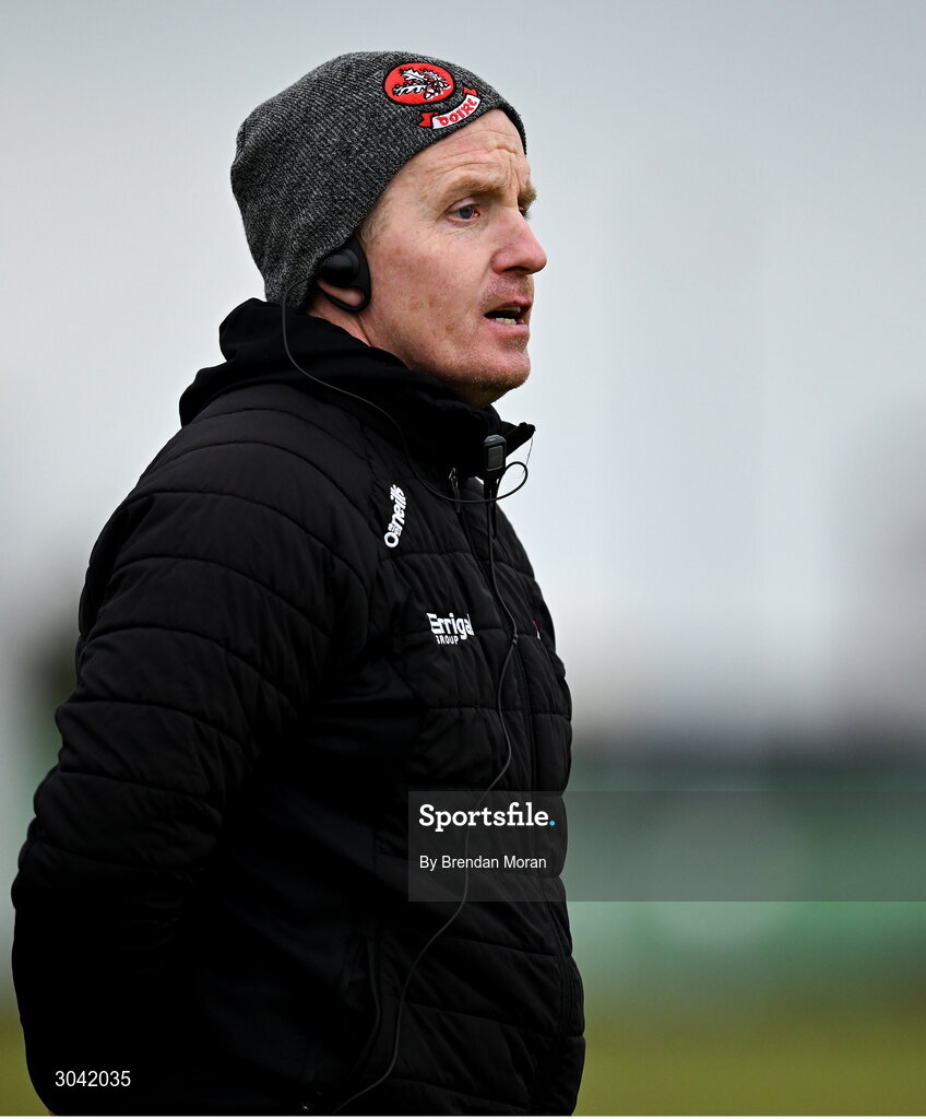 9 February 2025; Derry manager Johnny McGarvey during the Allianz Hurling League Division 2 match between Kerry and Derry at Austin Stack Park in Tralee, Kerry. Photo by Brendan Moran/Sportsfile
