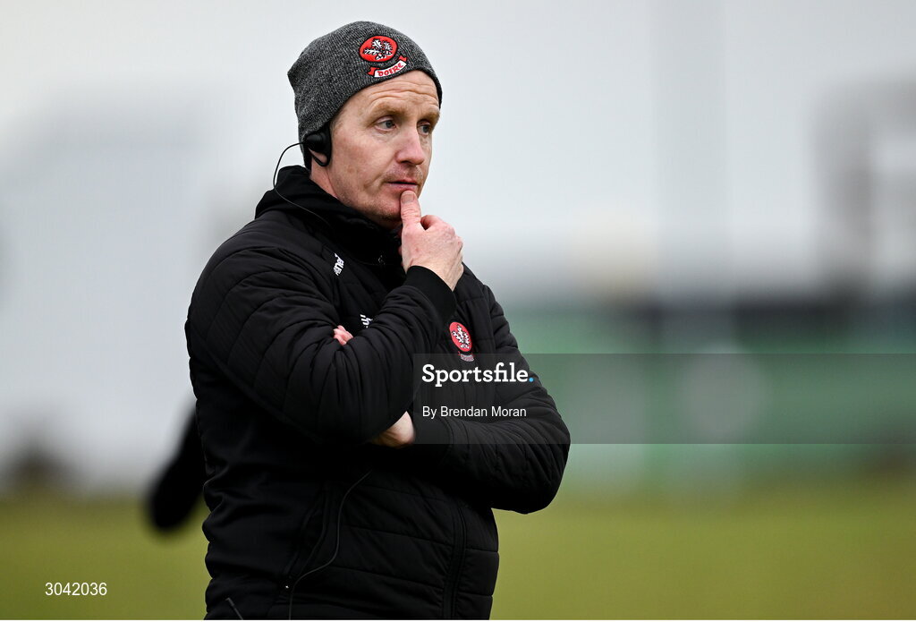 9 February 2025; Derry manager Johnny McGarvey during the Allianz Hurling League Division 2 match between Kerry and Derry at Austin Stack Park in Tralee, Kerry. Photo by Brendan Moran/Sportsfile