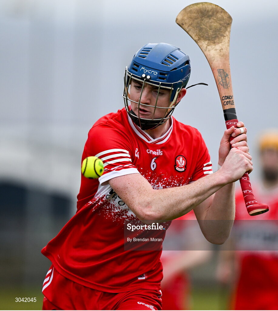 9 February 2025; Conor Coyle of Derry during the Allianz Hurling League Division 2 match between Kerry and Derry at Austin Stack Park in Tralee, Kerry. Photo by Brendan Moran/Sportsfile