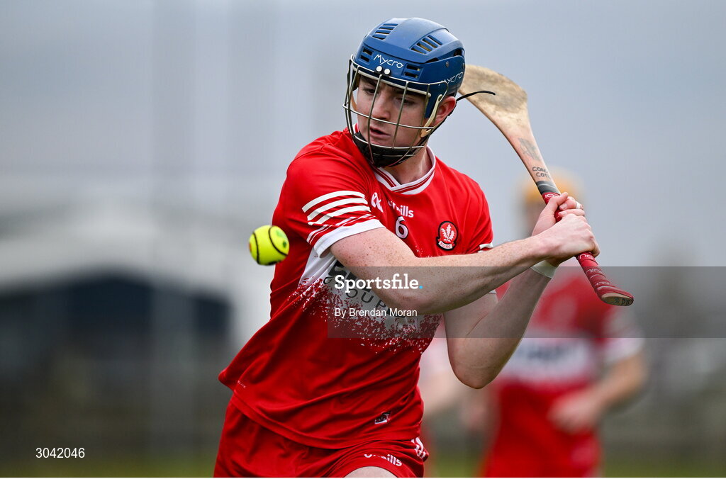 9 February 2025; Conor Coyle of Derry during the Allianz Hurling League Division 2 match between Kerry and Derry at Austin Stack Park in Tralee, Kerry. Photo by Brendan Moran/Sportsfile