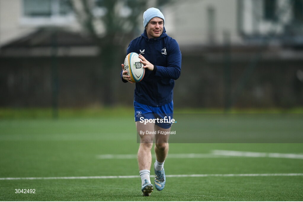 10 February 2025; Luke McGrath during Leinster Rugby squad training at UCD in Dublin. Photo by David Fitzgerald/Sportsfile