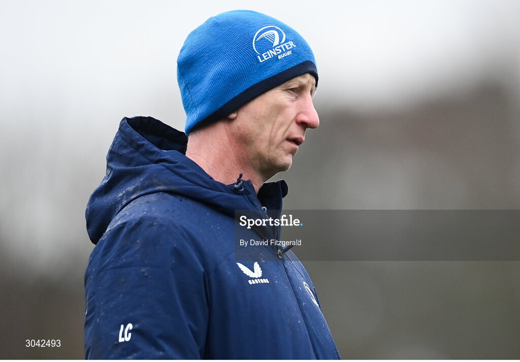 10 February 2025; Head coach Leo Cullen during Leinster Rugby squad training at UCD in Dublin. Photo by David Fitzgerald/Sportsfile