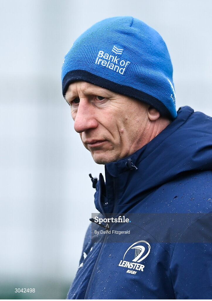 10 February 2025; Head coach Leo Cullen during Leinster Rugby squad training at UCD in Dublin. Photo by David Fitzgerald/Sportsfile
