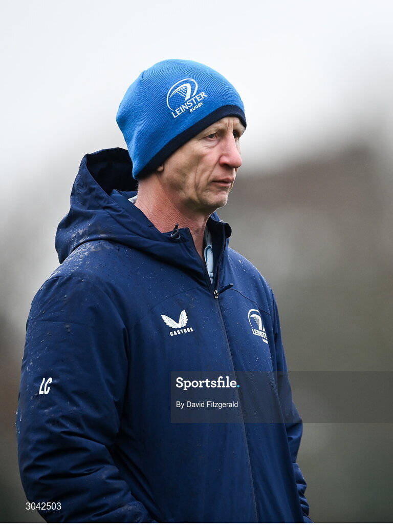 10 February 2025; Head coach Leo Cullen during Leinster Rugby squad training at UCD in Dublin. Photo by David Fitzgerald/Sportsfile