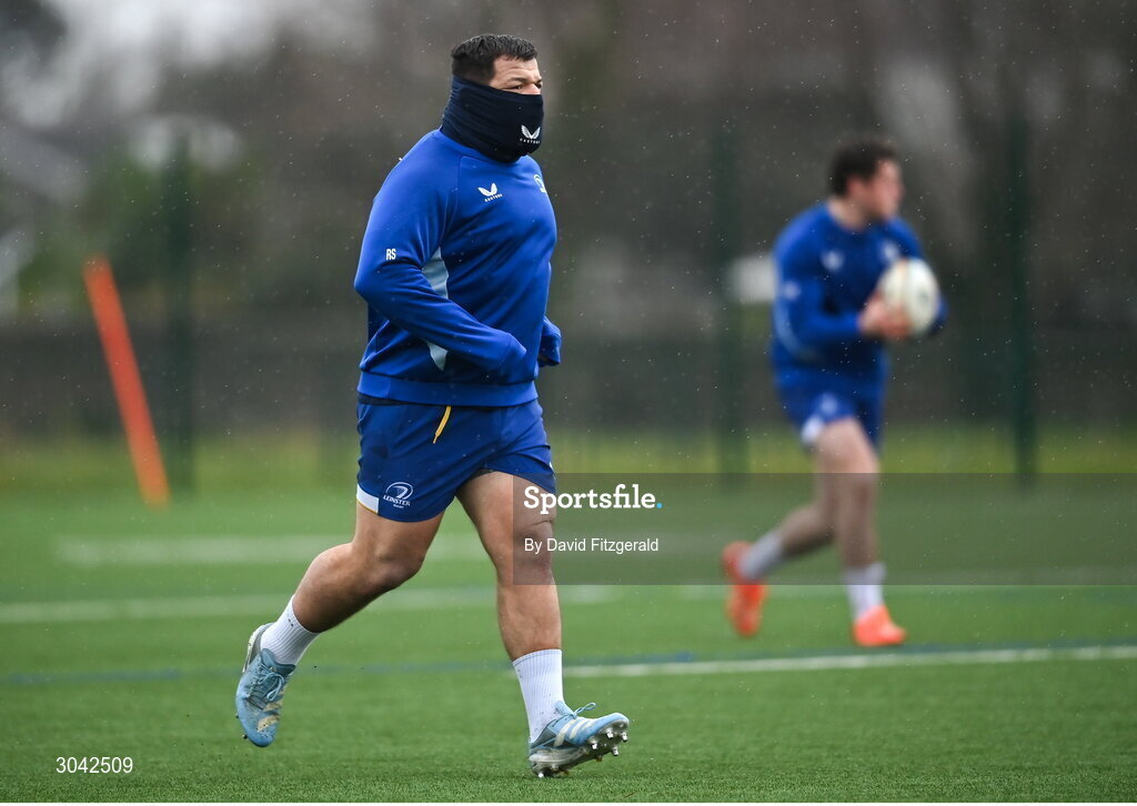 10 February 2025; Rabah Slimani during Leinster Rugby squad training at UCD in Dublin. Photo by David Fitzgerald/Sportsfile