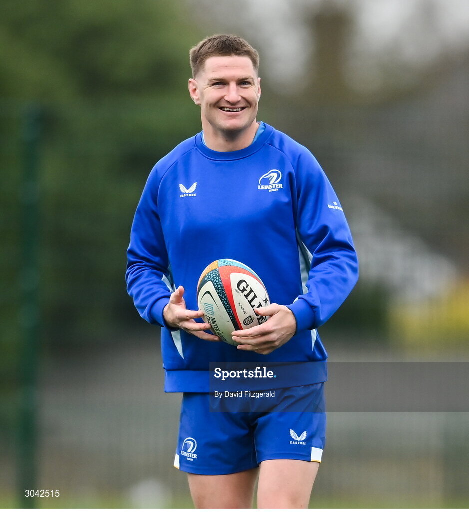 10 February 2025; Jordie Barrett during Leinster Rugby squad training at UCD in Dublin. Photo by David Fitzgerald/Sportsfile