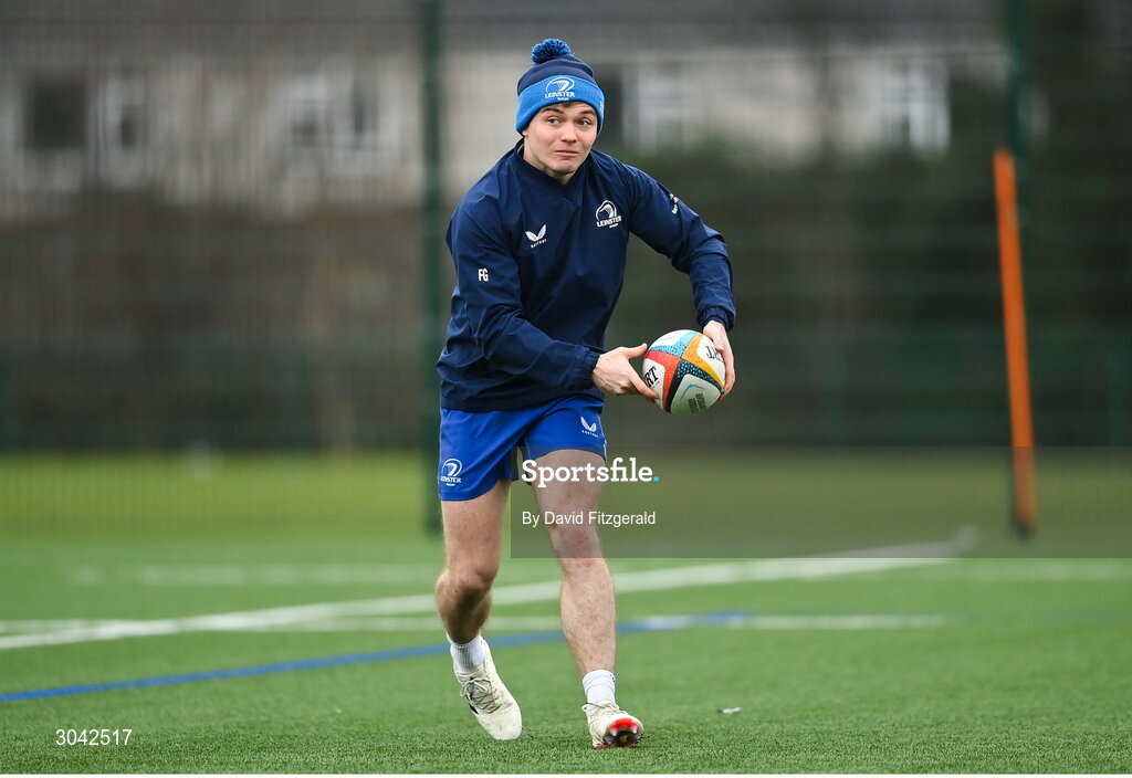10 February 2025; Fintan Gunne during Leinster Rugby squad training at UCD in Dublin. Photo by David Fitzgerald/Sportsfile