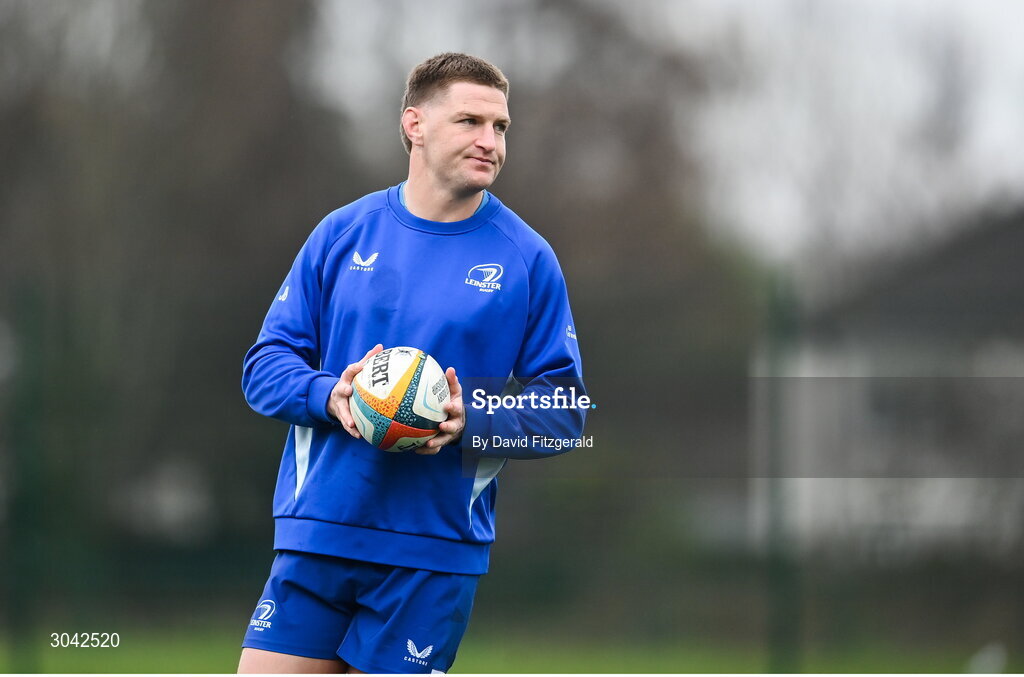 10 February 2025; Jordie Barrett during Leinster Rugby squad training at UCD in Dublin. Photo by David Fitzgerald/Sportsfile