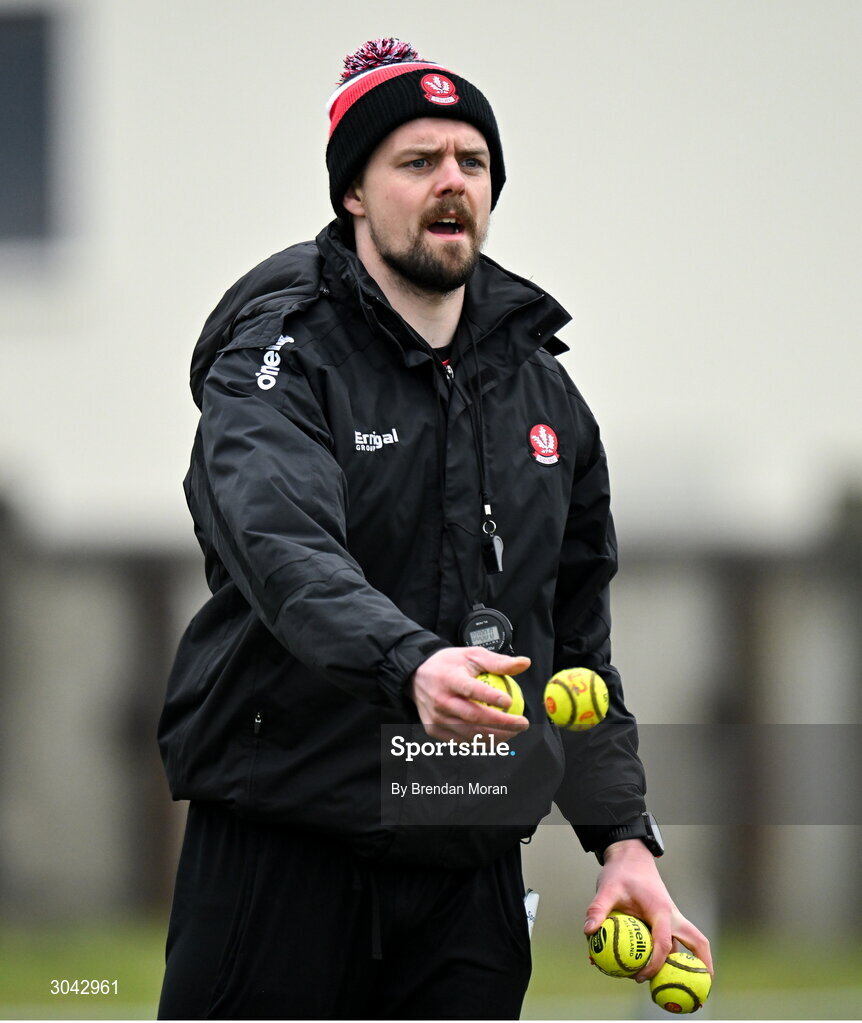 9 February 2025; Derry strength & conditioning coach Oisin Quinn before the Allianz Hurling League Division 2 match between Kerry and Derry at Austin Stack Park in Tralee, Kerry. Photo by Brendan Moran/Sportsfile