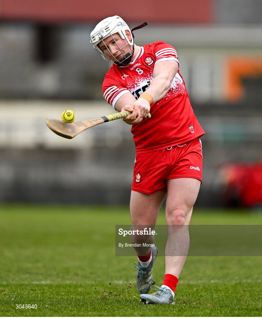 9 February 2025; Richie Mullan of Derry during the Allianz Hurling League Division 2 match between Kerry and Derry at Austin Stack Park in Tralee, Kerry. Photo by Brendan Moran/Sportsfile