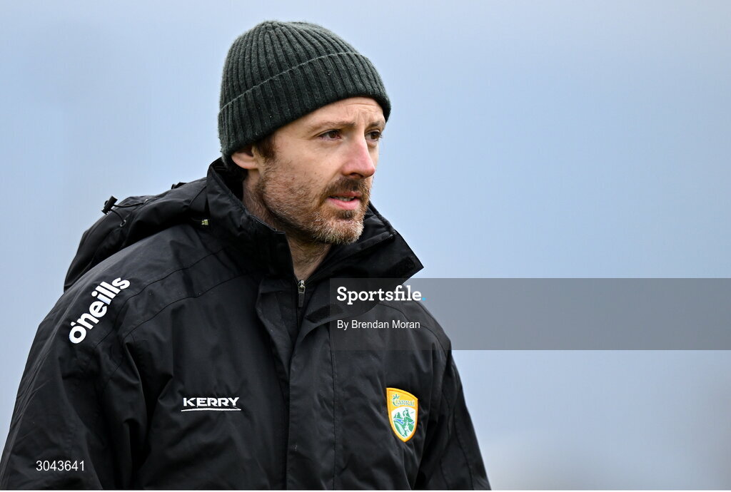 9 February 2025; Kerry coach Paudie O'Brien before the Allianz Hurling League Division 2 match between Kerry and Derry at Austin Stack Park in Tralee, Kerry. Photo by Brendan Moran/Sportsfile