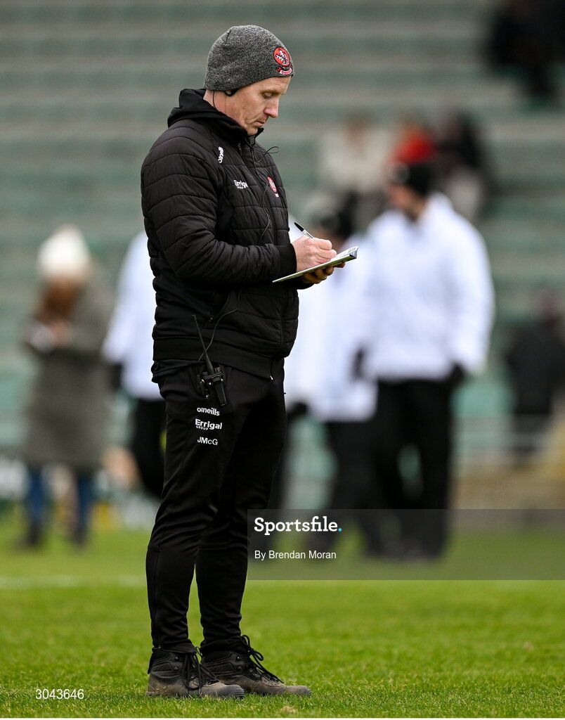 9 February 2025; Derry manager Johnny McGarvey before during the Allianz Hurling League Division 2 match between Kerry and Derry at Austin Stack Park in Tralee, Kerry. Photo by Brendan Moran/Sportsfile