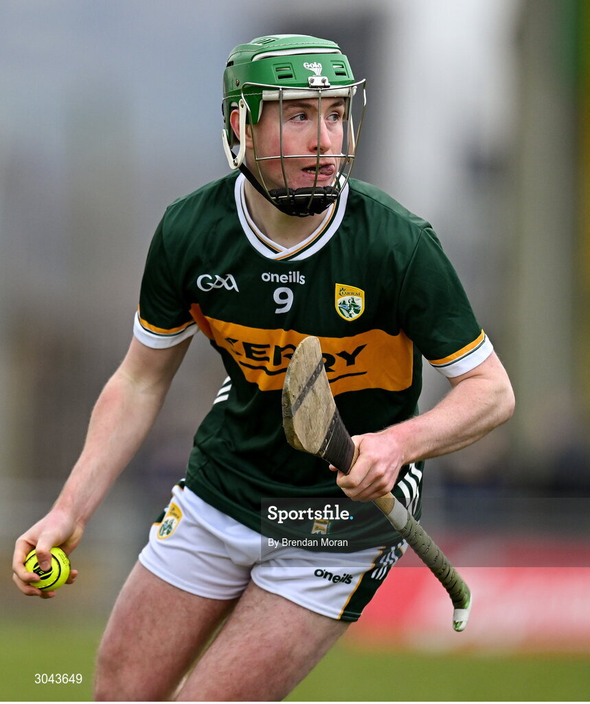 9 February 2025; Rory Mahony of Kerry during the Allianz Hurling League Division 2 match between Kerry and Derry at Austin Stack Park in Tralee, Kerry. Photo by Brendan Moran/Sportsfile