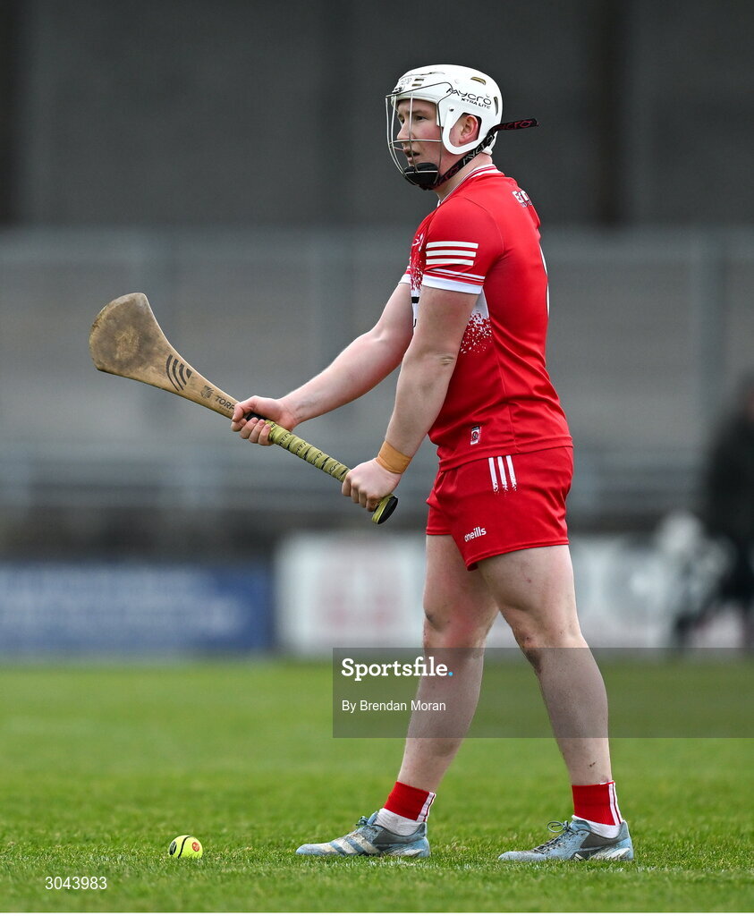 9 February 2025; Richie Mullan of Derry during the Allianz Hurling League Division 2 match between Kerry and Derry at Austin Stack Park in Tralee, Kerry. Photo by Brendan Moran/Sportsfile