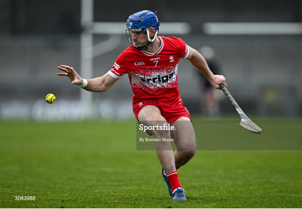 9 February 2025; Thomas Brady of Derry during the Allianz Hurling League Division 2 match between Kerry and Derry at Austin Stack Park in Tralee, Kerry. Photo by Brendan Moran/Sportsfile