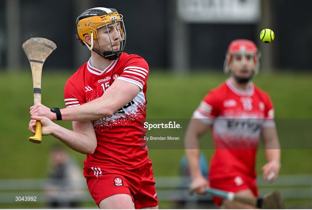 9 February 2025; Shea Cassidy of Derry during the Allianz Hurling League Division 2 match between Kerry and Derry at Austin Stack Park in Tralee, Kerry. Photo by Brendan Moran/Sportsfile