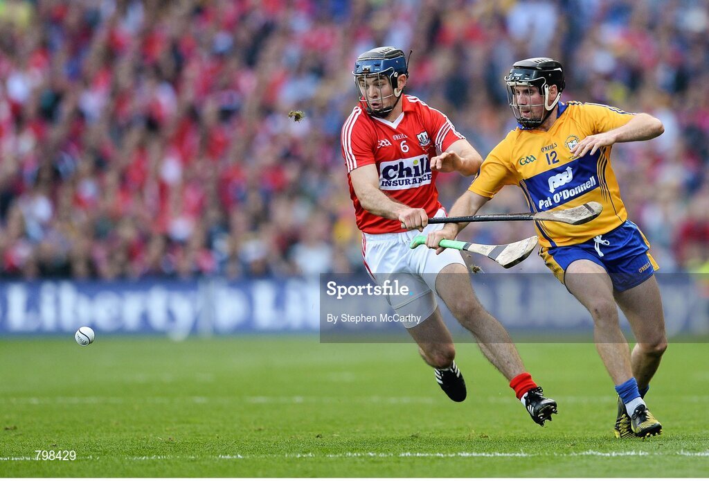 28 September 2013; Christopher Joyce, Cork, in action against Colin Ryan, Clare. GAA Hurling All-Ireland Senior Championship Final Replay, Cork v Clare, Croke Park, Dublin. Picture credit: Stephen McCarthy / SPORTSFILE